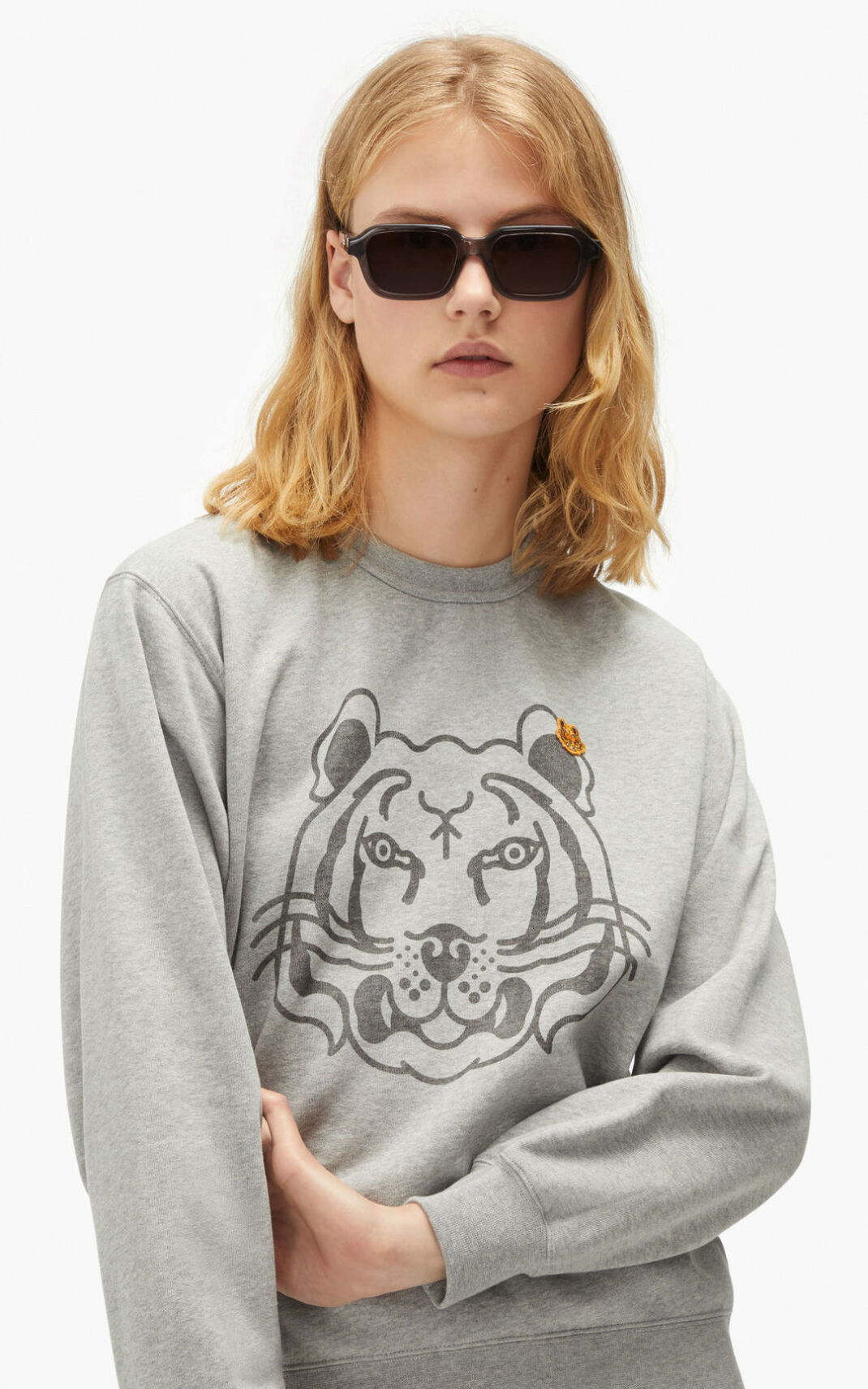 Kenzo K Tiger Sweatshirt Grey For Womens 2905EMYCW